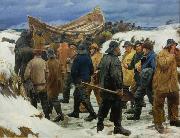 Michael Ancher The Lifeboat is Taken through the Dunes oil painting reproduction
